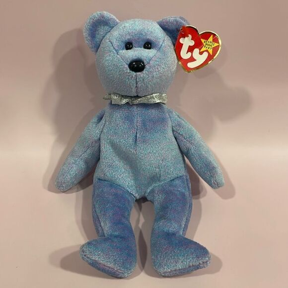 Vintage Ty Beanie Baby Clubby II the Bear Excellent Condition NWT Blue/Purple 9” - Picture 1 of 9
